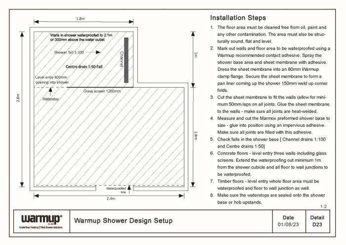 Warmup Shower Design Setup