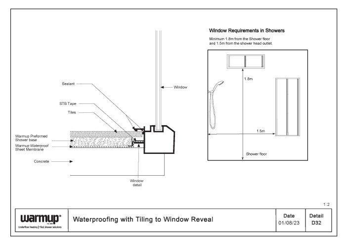 Waterproofing with Tiling to Window Reveal